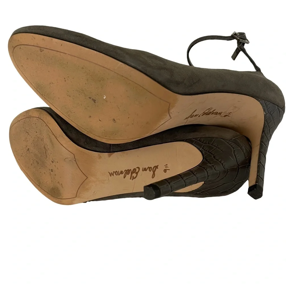 Sam Edelman Gray Suede Pumps with Ankle Strap and 4” Heels. Size 9.5 - Picture 6 of 10